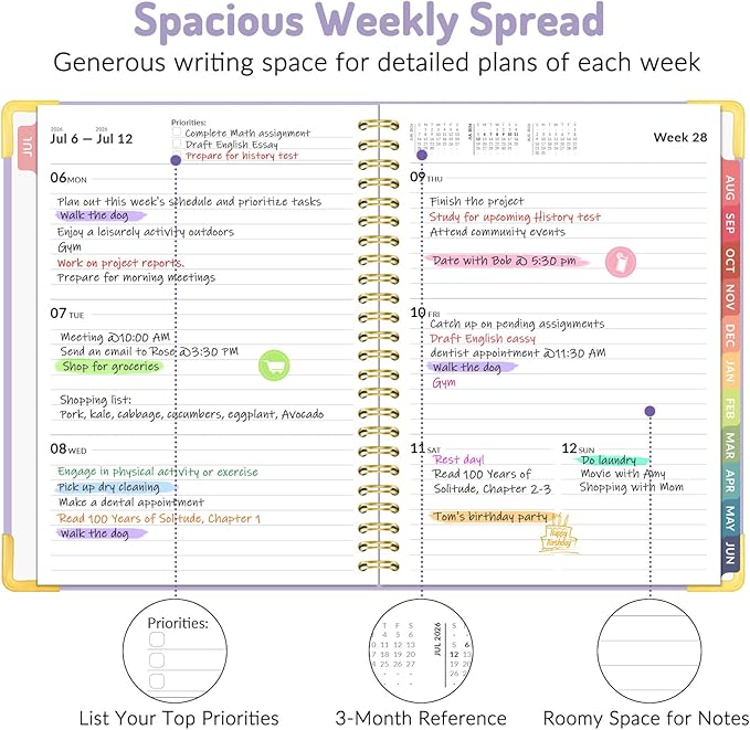 Forvencer Academic Planner 2026-2027, July 2026-June 2027 Weekly & Monthly Hardcover Calendar Planner, 6" X 8", Daily Agenda Book, School Office Notebook College Teacher Organizer A5, Marble Style