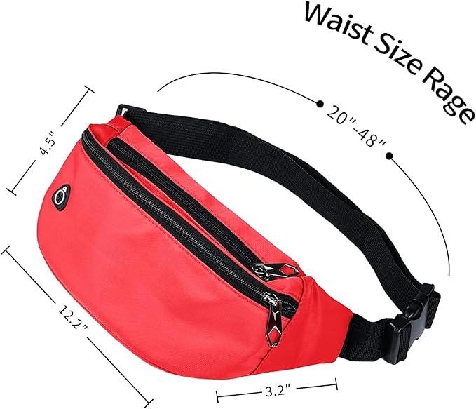 Fanny Packs for Men and Women, Waterproof Sports Waist Pack Bag for Travel Hiking Running Hands-free