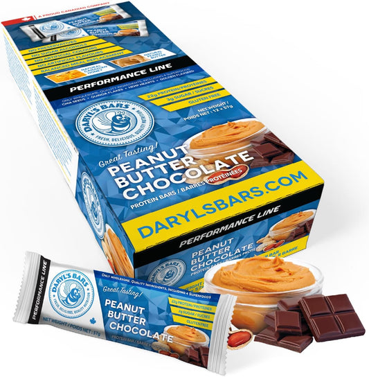 Daryl's Bars Peanut Butter Chocolate On the Go Snack On the Go Whey Protein Bars, Gluten Free, 22gr of Protein Snack, Meal Replacement, Pack of 1