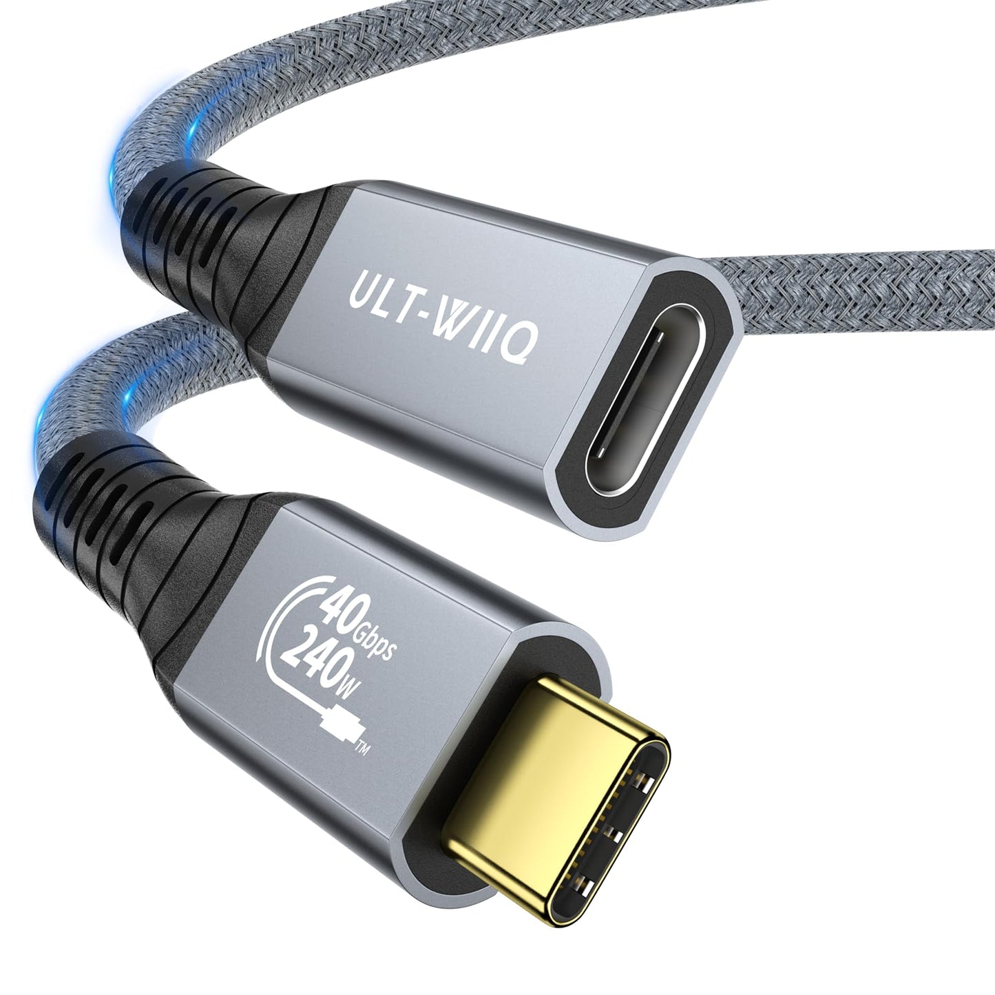 1.64FT USB 4 Extension Cable for Thunderbolt 4, 240W Male to Female Super Fast Charging, 40Gbps USB 4 High Speed Data Transfer, 8K@60Hz Type C Video Extender Cable for USBC Hub/iPhone16/MacBook/iPad
