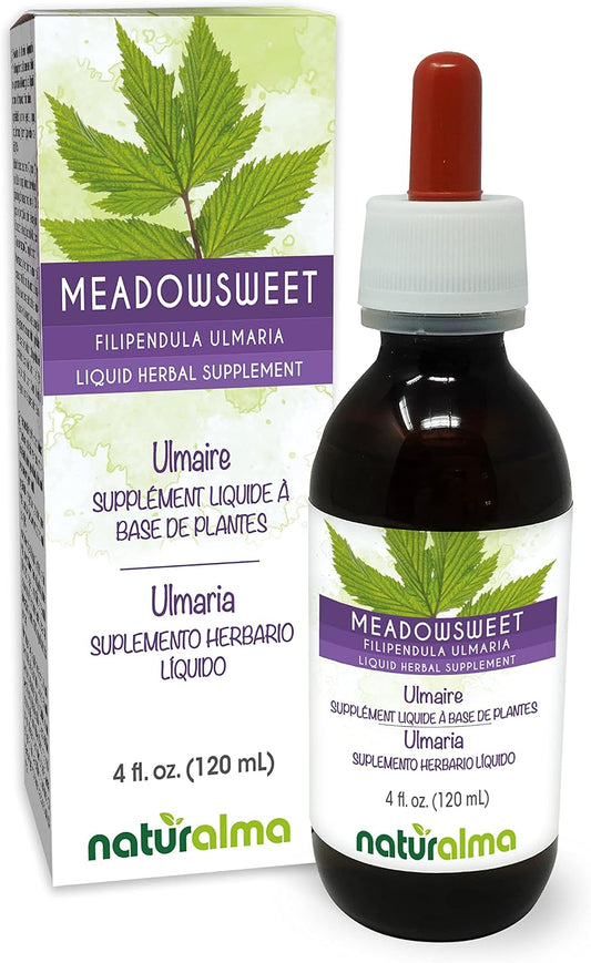 Naturalma Meadowsweet (Filipendula ulmaria or Spirea ulmaria) Flower Alcohol-Free Tincture - 4 fl oz Liquid Extract in Drops - Herbal Supplement - Vegan