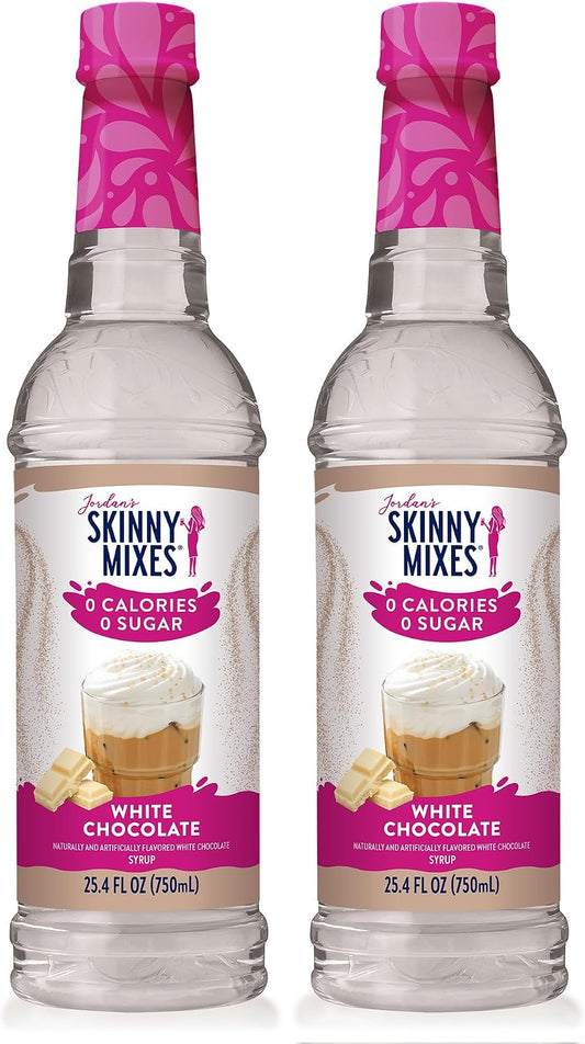 Jordan's Skinny Mixes Syrups Sugar Free Coffee Syrup, White Chocolate Flavor Mix, Zero Calorie Flavoring for Lattes, Protein Shake, Cocktail & More, Gluten Free, Keto Friendly, 25.4 Fl Oz (Pack of 2)