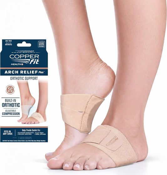 Copper Fit Arch Relief PLUS – Compression Wrap with Orthotic Arch Support Plantar Fasciitis, Flat Feet, Fallen Arches – Universal Fit for Men and Women