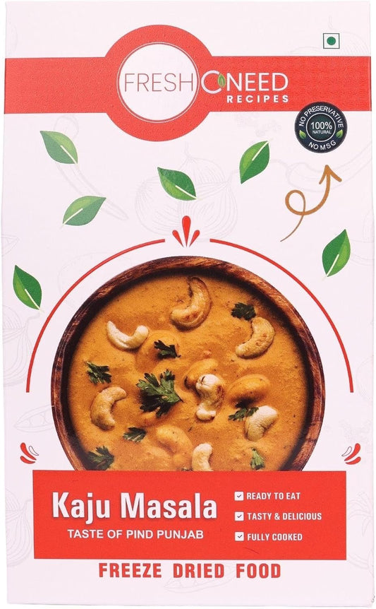 Freshoneed_Ready to Eat Kaju Masala (Taste of Pind Panjab) | Instant Curry | No Added Preservatives | Easy to Prepare | Ready in 8 Minutes | 220 gms | 100% Natural & Veg | Freeze Dried Food, Medium