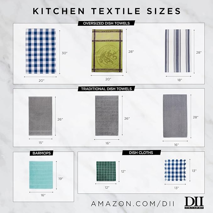 DII Cleaning Collection Soft Highly Absorbent Microfiber, Dishcloth Set, 12x12, Taupe, 6 Piece