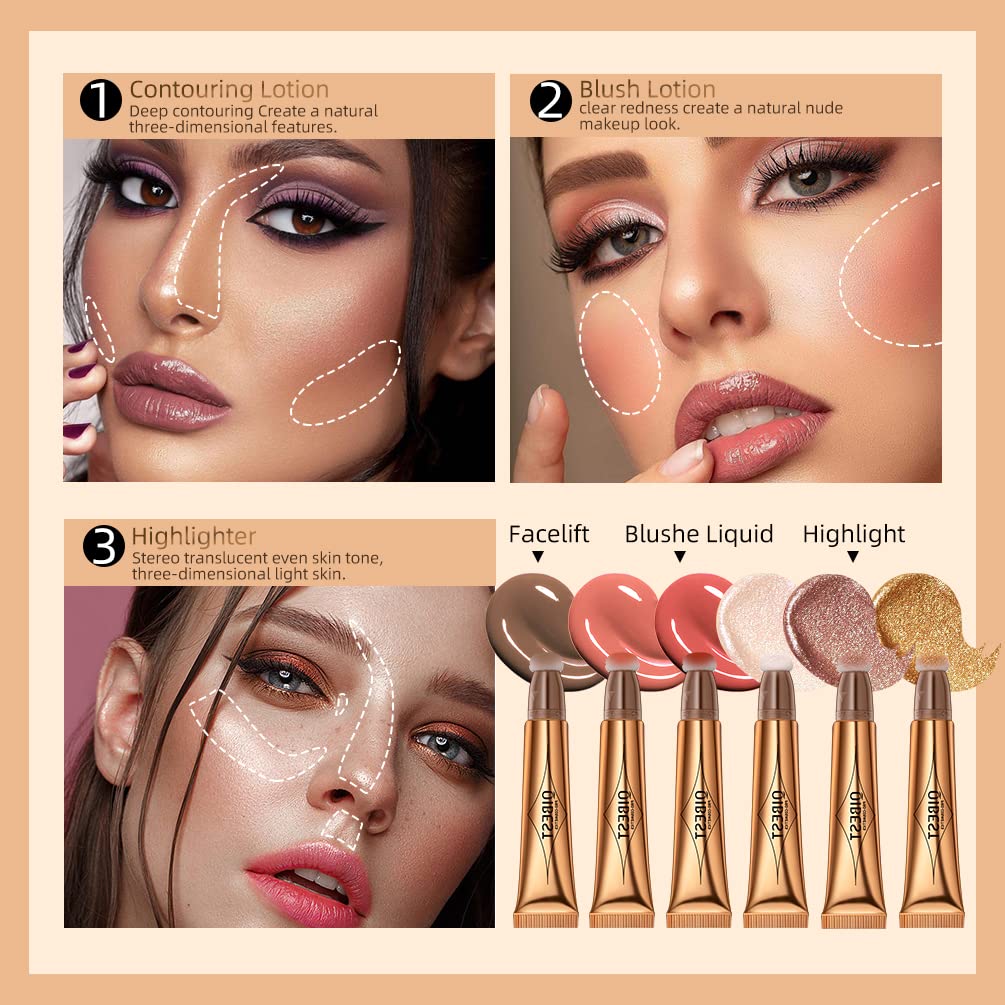 Contour Beauty Wand, Liquid Face Concealer Contouring with Cushion Applicator, Natural Matte Finish, Lightweight Blendable Cream Bronzer Stick Makeup, Cruelty-free（Contour）