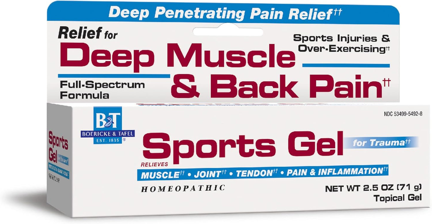 Nature's Way Boericke & Tafel Sports Gel, Relief for Deep Muscle, Joint, Tendon, & Back Pain and Inflammation, Homeopathic, 2.5 oz