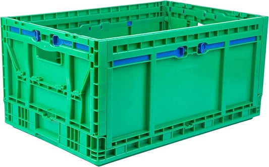 Hudson Exchange 23.62 x 15.75 x 11.81" (15.2 Gallon, 3 Pack) Collapsible Straight Wall Handled Storage Container Tote, Green