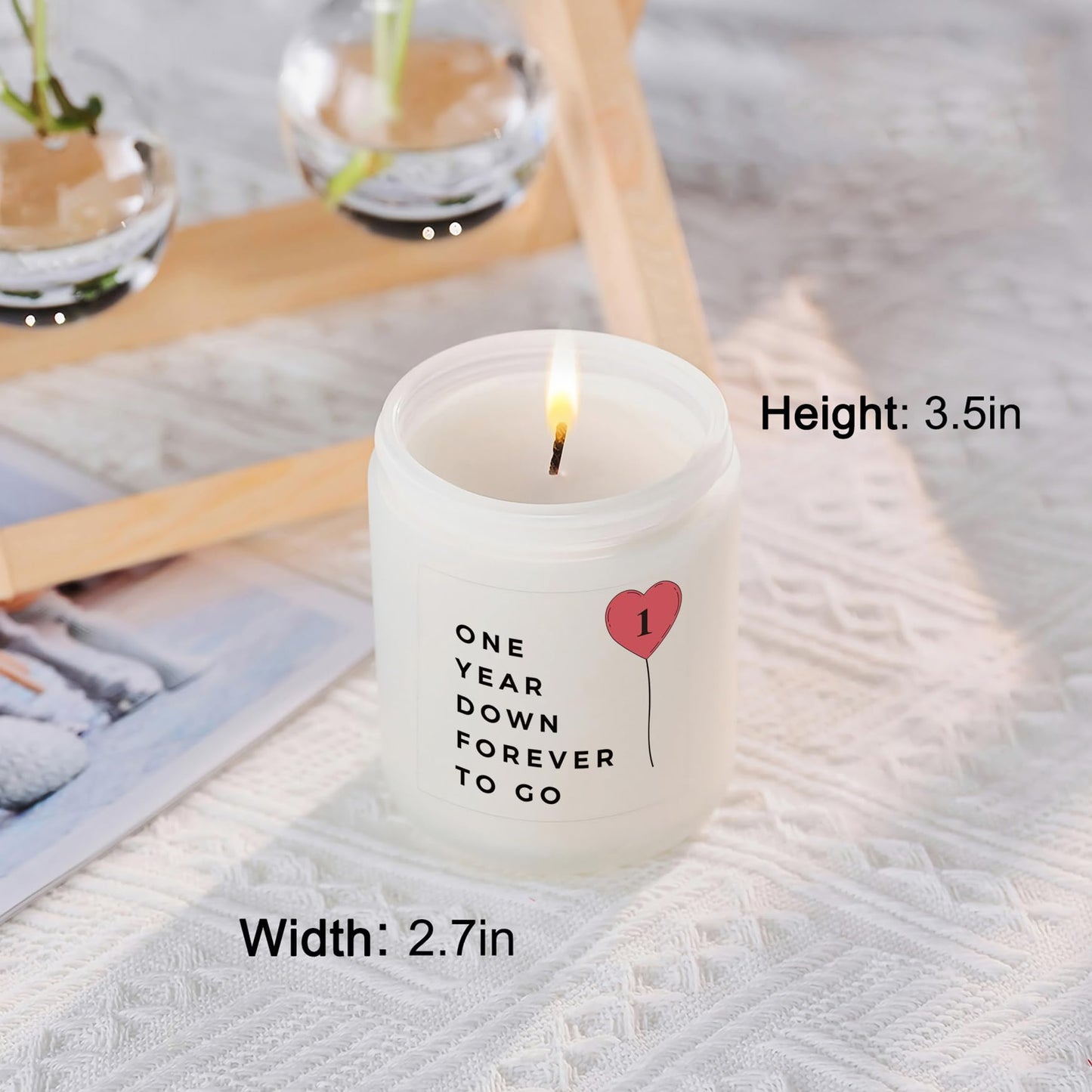 One Year, 1st, 1 Year, First Anniversary Candle Gifts for Him Her Couple- Best Happy Paper Anniversary Girlfriend Boyfriend Wife Husband Romantic Gift