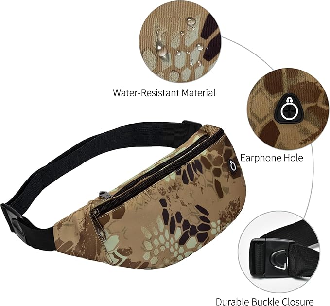 Fanny Packs for Men and Women, Waterproof Sports Waist Pack Bag for Travel Hiking Running Hands-free