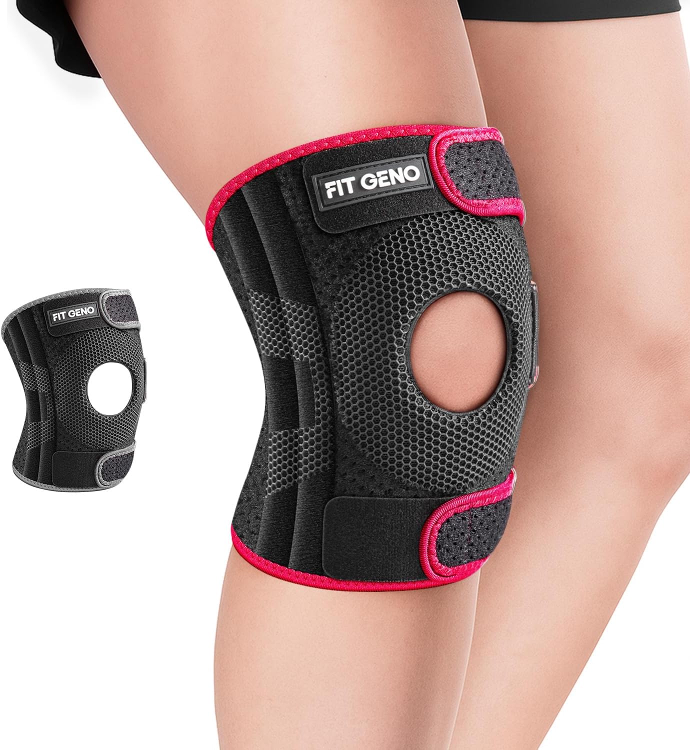 Fit Geno KneeXpert Knee Brace with Side Stabilizers & Patella Gel Pad - Adjustable Compression Support for Pain Relief, Meniscus, ACL, Arthritis, Running - XL/XXL