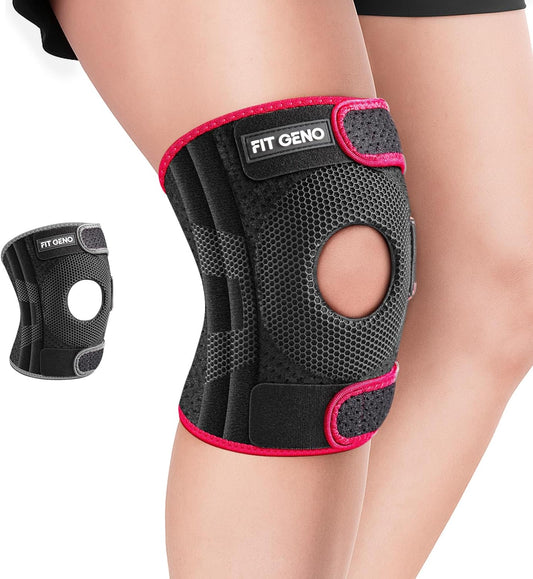 Fit Geno KneeXpert Knee Brace with Side Stabilizers & Patella Gel Pad - Adjustable Compression Support for Pain Relief, Meniscus, ACL, Arthritis, Running - XL/XXL