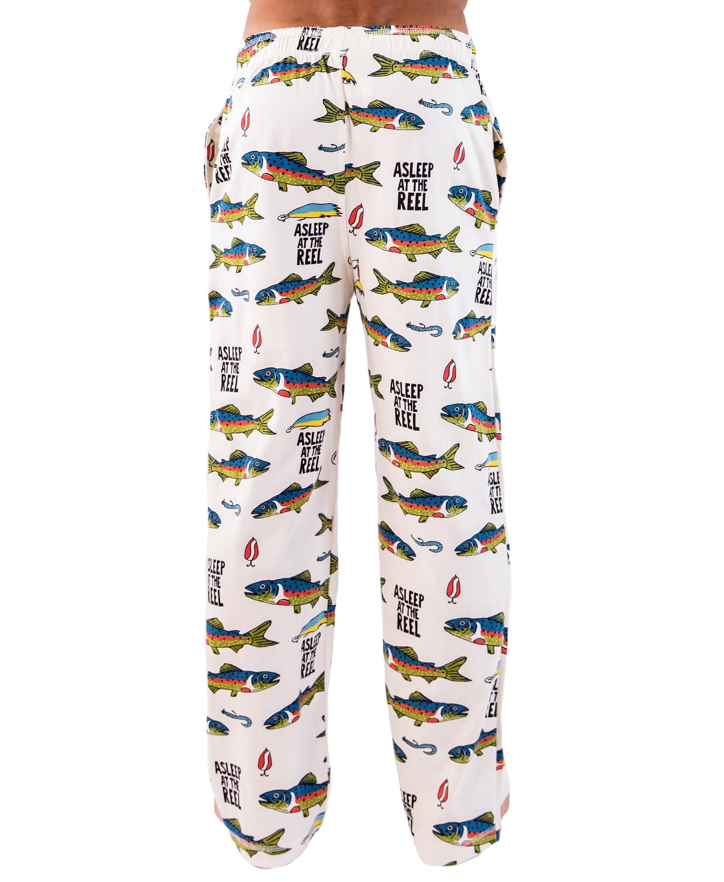 Lazy One Funny Ocean Pajama Pants For Men, Men's Separate Bottoms, Lounge Pants, Fishing, Outdoors (Asleep At The Reel, MEDIUM)