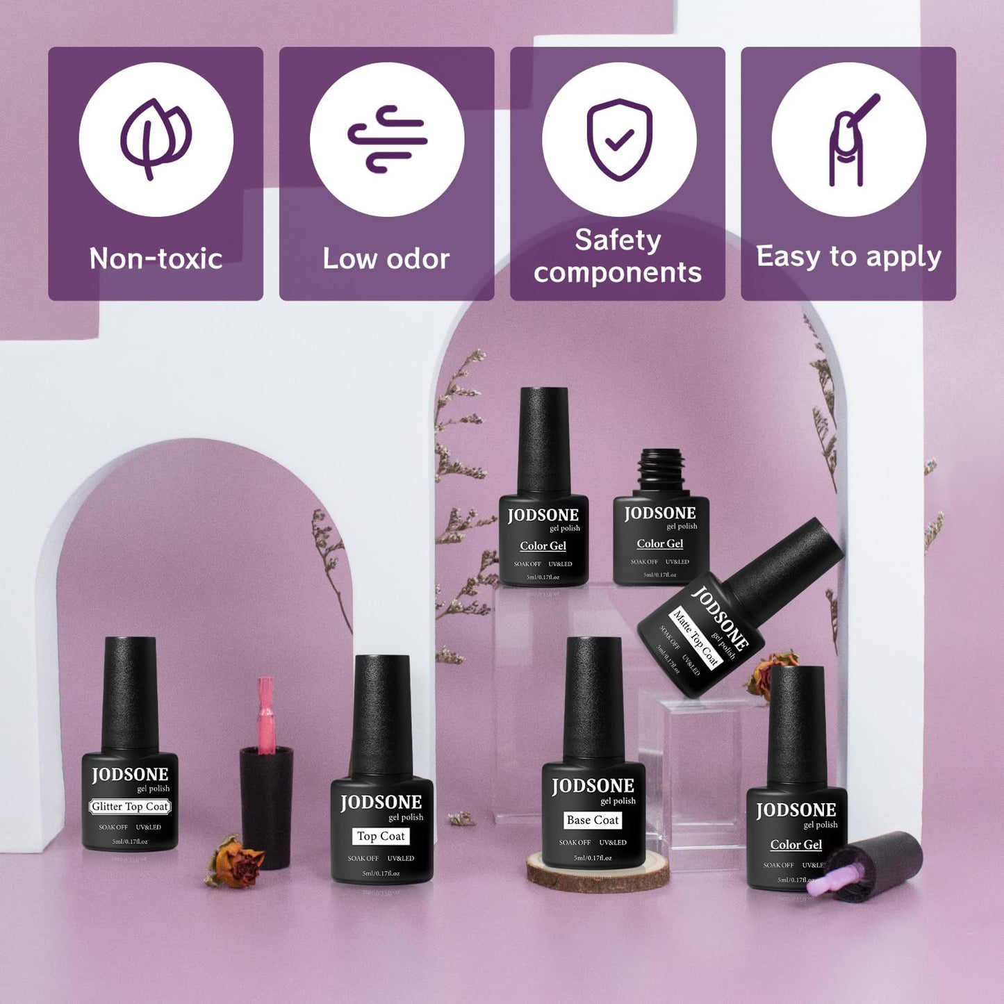 JODSONE 36 Pieces Gel Nail Polish Set U V Light Nail Drill Beginner Set Glossy Surface Easy To Apply Matte Texture All-In-One Manicure Kit