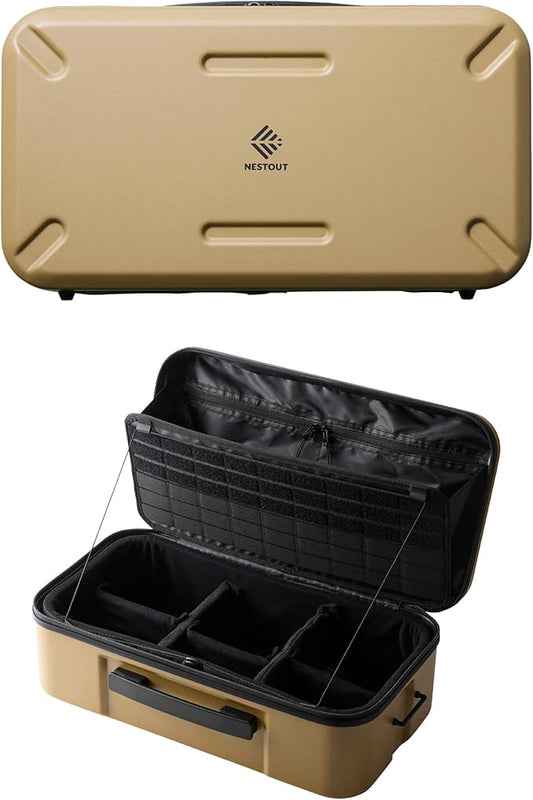 ELECOM NESTOUT Gear Storage Case, Lightweight Hard Shell Organizer, Water-Resistant, Stackable Organizer with Padded Dividers, Fits Cameras & Accessories Travel Outdoor Tech Accessories