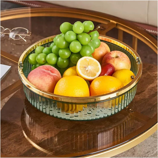 Fruit Bowls Light Luxury Style Fruit Tray Home Living Room Coffee Table Tray Snack Placement Storage Box Fruit Basket High Grade Fruit Tray Decorative Fruit Basket (Color : Brass)