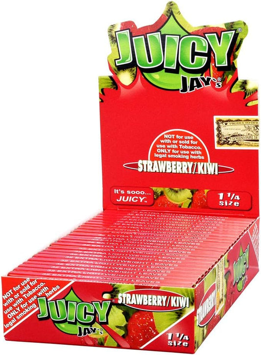 24 Packs (1 box) Juicy Jay's 1.25" Pure Hemp Rolling Papers Strawberry Kiwi