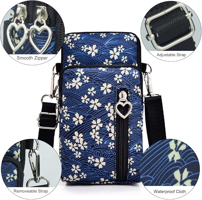 JANKS Small Crossbody Bag for Women - Mini Phone Purses with Crossbody Strap and Wallet - Nylon Arm Bag