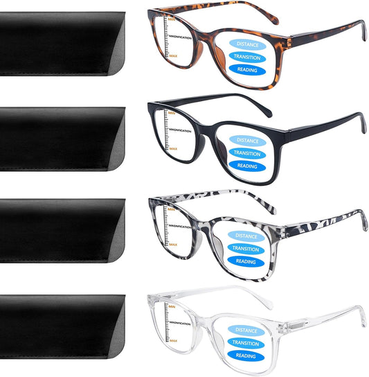 Progressive Multifocus Reading Glasses for Women Blue Light Blocking Spring Hinges Fashion Pattern Print Readers