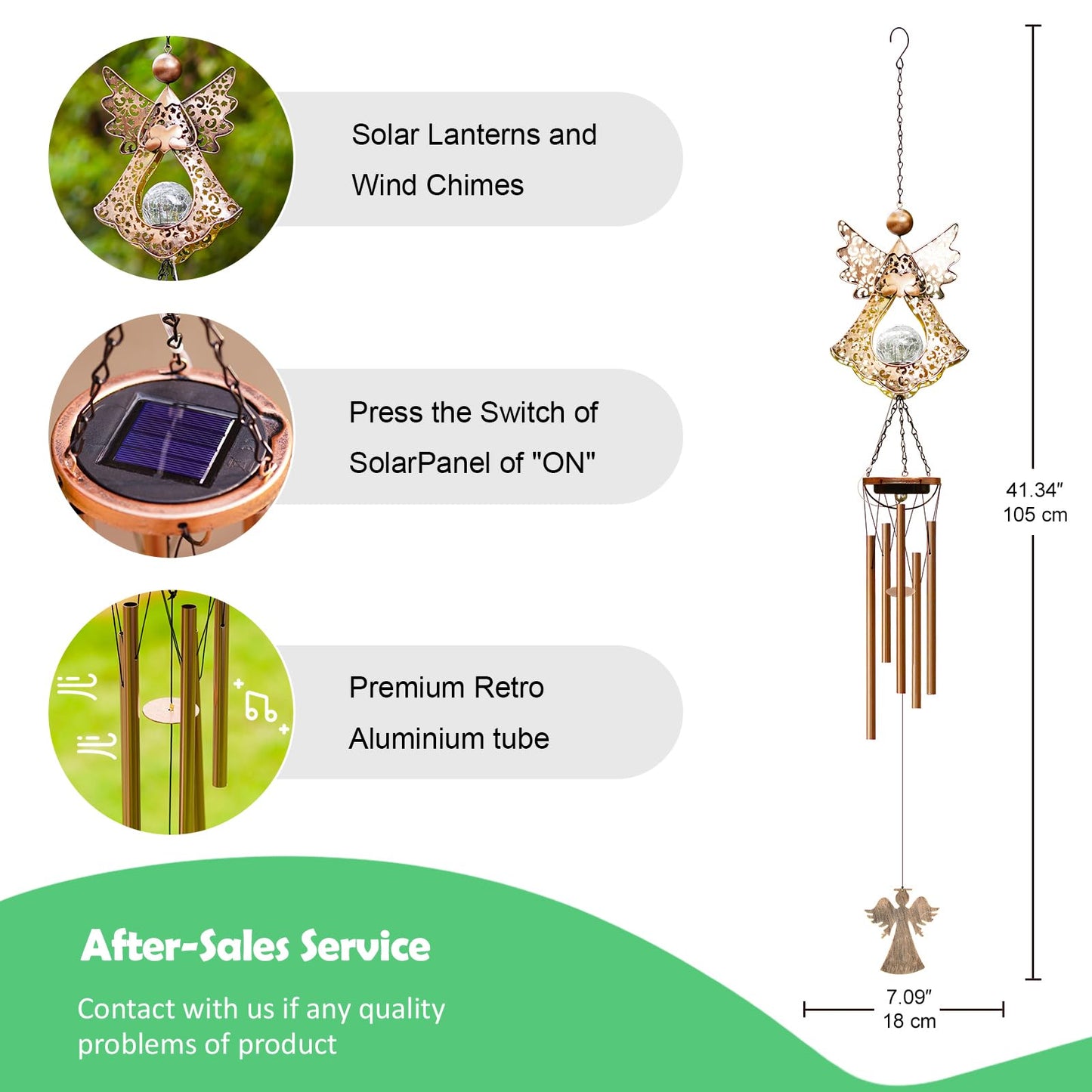 Supdeco Solar Wind Chimes Outdoor Indoor Decor: Birthday Gifts for Mom Grandma - Outside Lights for Garden Yard Patio Porch (Angel)