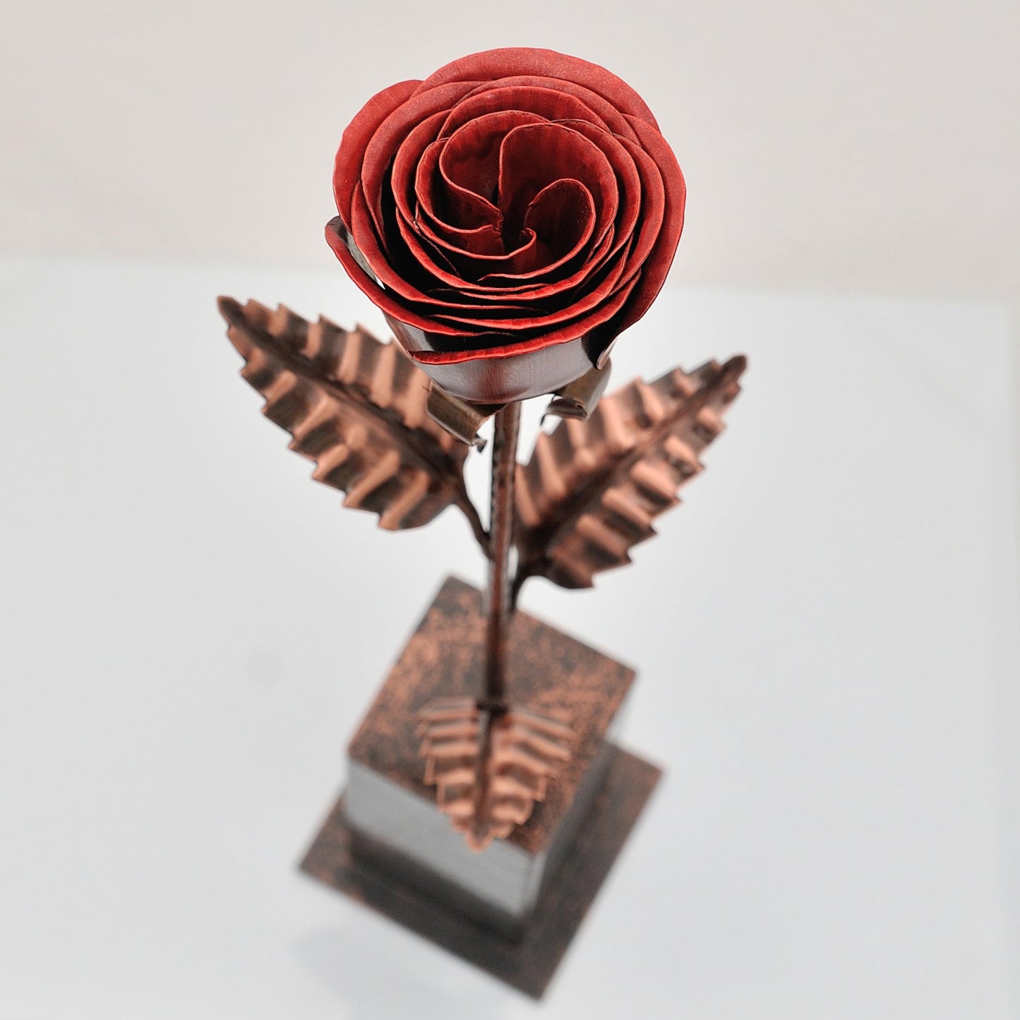 COPPER AGE Bronze Anniversary Rose with Stand – 8th & 19th Anniversary for Women - Eternal Metal Flower - Gift for Wife, Bronze Gift for Wife, Metal Rose Decor