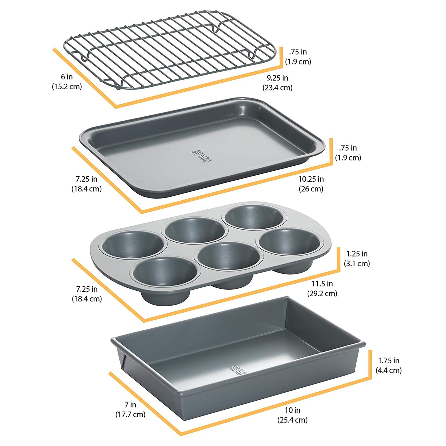 Chicago Metallic Professional 4-Piece Non-Stick Toaster Oven Set