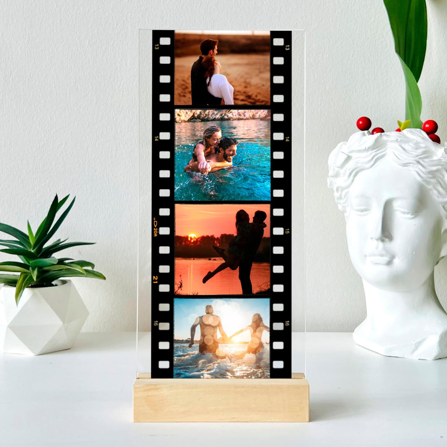SAME DAY SHIP Retro Photo Film Roll Memory Film Plaque with Stand - Custom Photo Print Gift for Bestie Keepsake Gift for Anniversary Sister Gift Couples Gift Wife Gifts