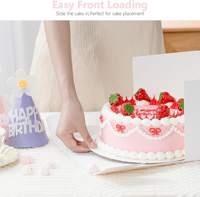 5 Pack Cake Boxes, 10x10x8 Inches Tall Cake Box with Cake Boards, White Bakery Boxes with Window, Disposable Cake Containers with Lids for Cake, Donuts, Pies, Cookies, Wedding, Birthday, Party