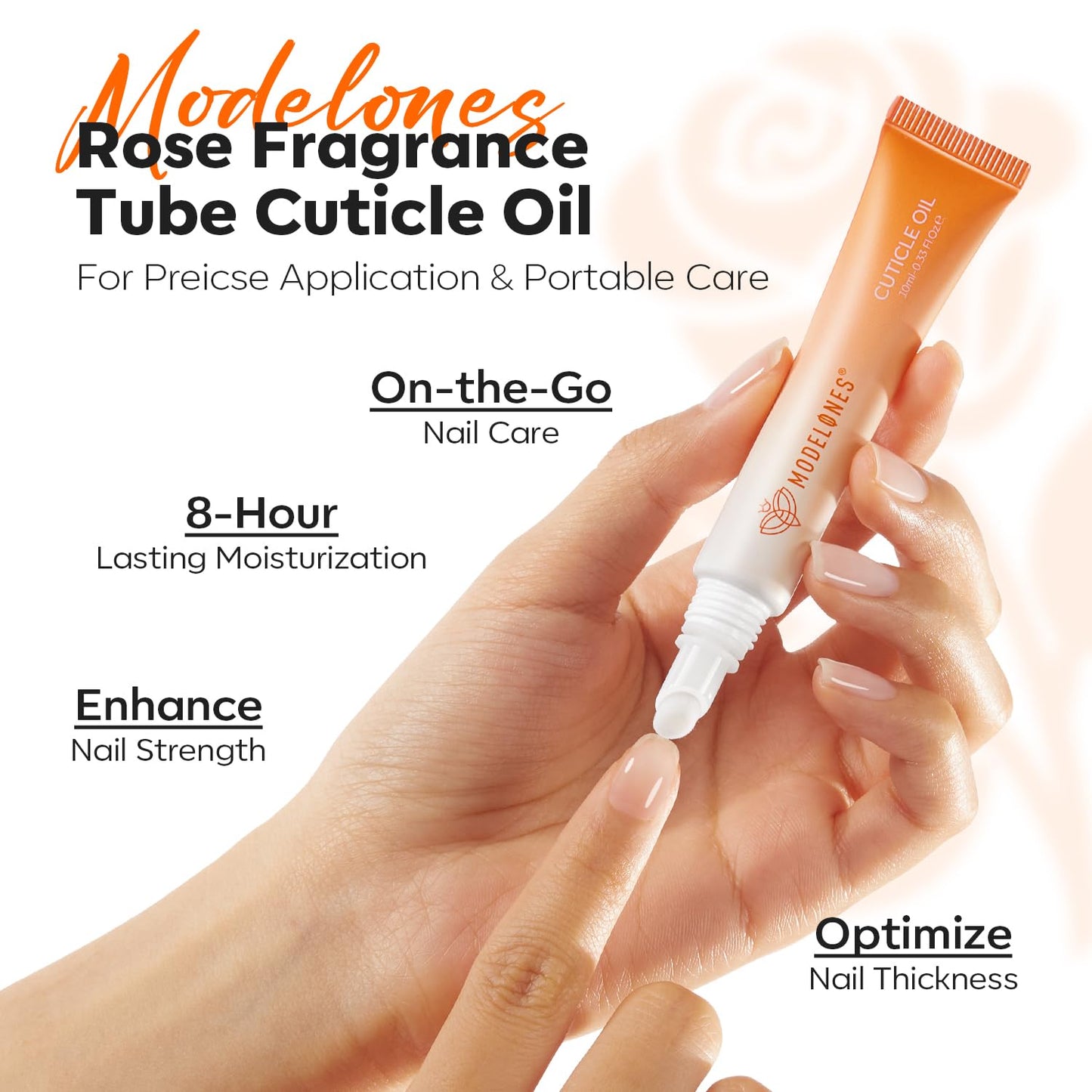 modelones Cuticle Oil Pen Rose for Growth and Strength Nail Growth Oil Cuticle Softener Quick Dry Nail Care Moisturize and Strengthen Damaged Nails 10ml 0.34Fl Oz