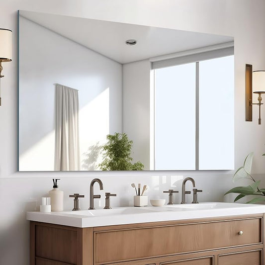CILIBER Large Frameless Mirror, 55x36 Frameless Bathroom Mirrors for Over Sink, Upgraded Shatterproof Rectangular Wall Mirror for Bathroom,Bedroom,Living Room and Entryway