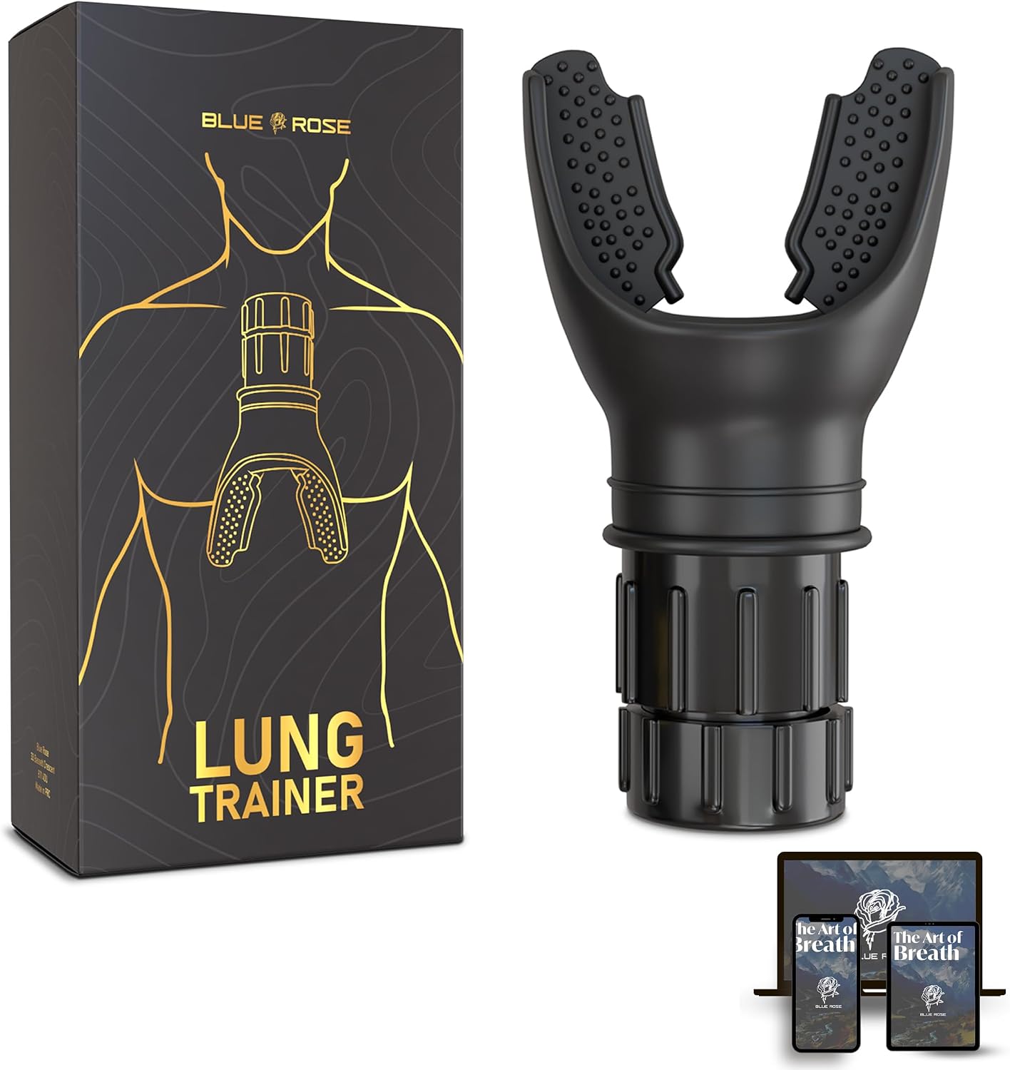 Blue Rose Lung Trainer Breathing Exercise Device for Lungs Adjustable Breathing Trainer for Endurance Pulmonary Capacity and Respiratory Muscle Strength