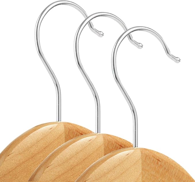 Casafield - 20 Natural Wooden Suit Hangers - Premium Lotus Wood with Notches & Chrome Swivel Hook for Dress Clothes, Coats, Jackets, Pants, Shirts, Skirts