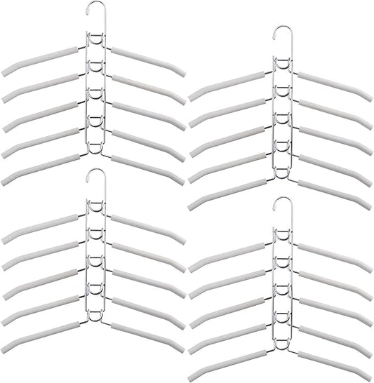 Clothes Hanger Space Saver: 4 Pack 5 in 1 Multiple Hangers for Clothes Non-Slip Foam Padded Heavy Duty Hanger Closet Organizer Storage | Set of 4 Multi Shirt Hanger