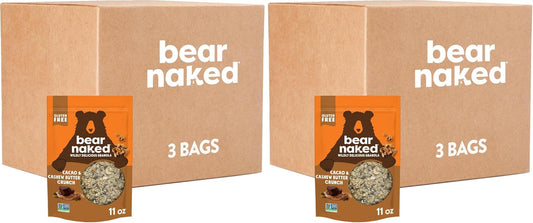 Bear Naked Granola Cereal, Whole Grain Granola, Breakfast Snacks, Cacao and Cashew Butter Crunch (Pack of 6)