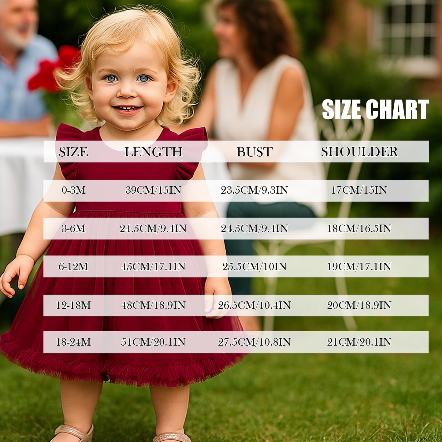 TENTIDE Baby Girl Butterfly Dress Tutu Ruffle Sleeveless Dresses Photograph Party Outfits Birthday Gift(6-12 Months,Red)