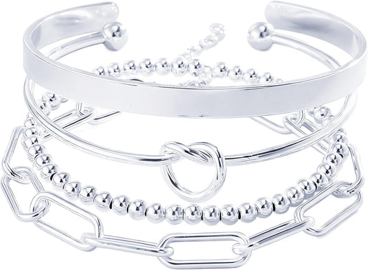 Reoxvo Gold Bangle Cuff Bracelets for Women Trendy Gold Plated Tennis Bracelet Stack for Women Non Tarnish Fashion Jewelry Accessories Set