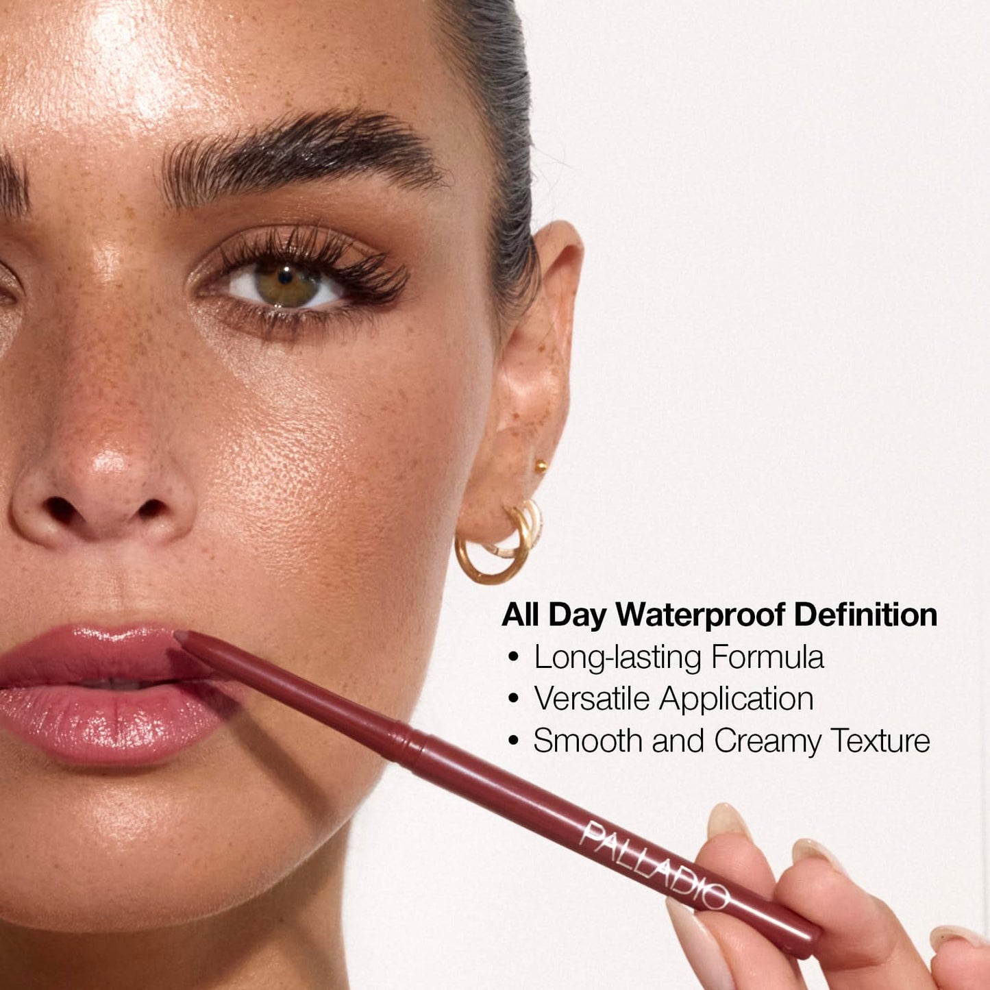Palladio Retractable Waterproof Lip Liner High Pigmented and Creamy Color Slim Twist Up Smudge Proof Formula with Long Lasting All Day Wear No Sharpener Required, Raisin, 1 Count