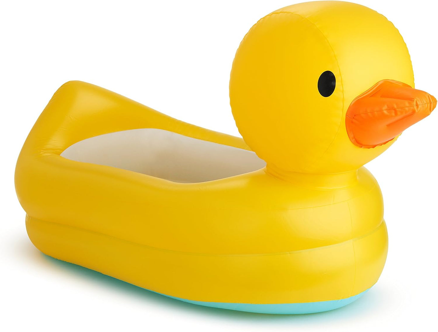 Munchkin Duck Inflatable Baby Bathtub for Babies 6-24 Months, White Hot Heat Alert, Great for Home or Travel, Classic Yellow Ducky