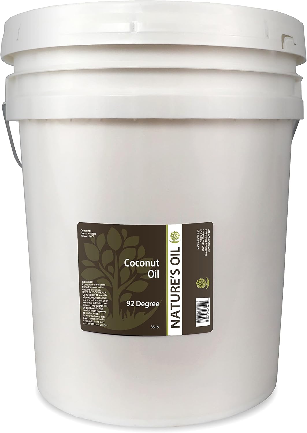 Nature's Oil Coconut 92 Degree, Naturally Refined, 35lbs (5 Gallon)
