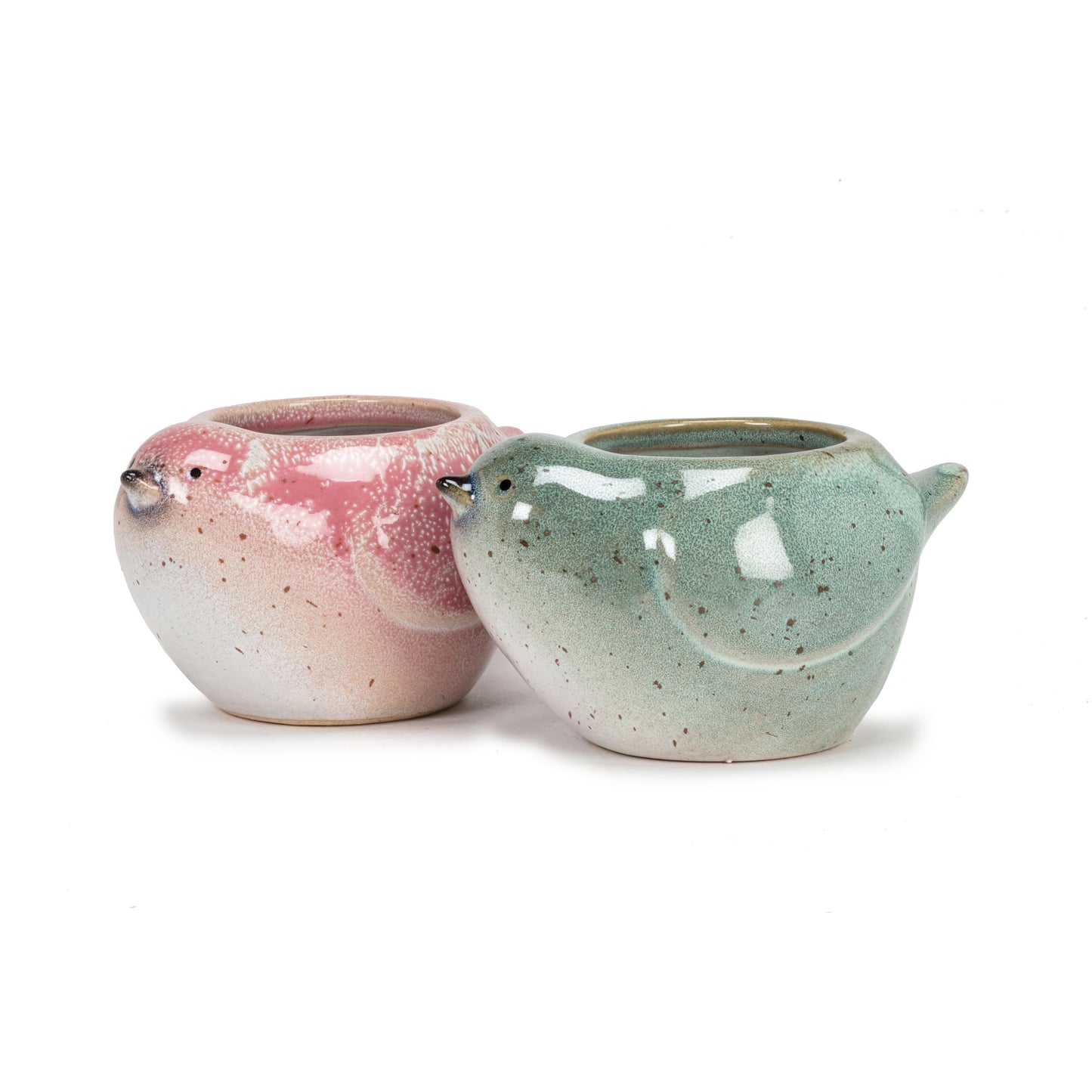 Abbott Collection Stoneware Bird Planter - Pink, Small (3" H)"