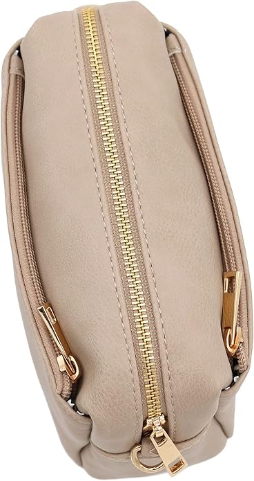 FashionPuzzle Triple Zip Small Crossbody Bag