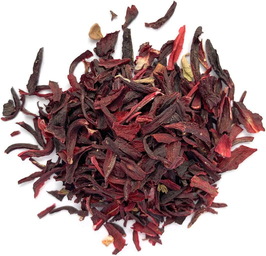 Organic Hibiscus Flower Cut & Sifted, by Herb Co, Hibiscus Sabdariffa, from Germany & Egypt, Kosher, for Hot or Cold Beverages, Tea, Jams, Baked Goods, Soups, Skin & Hair Products, 1 lb