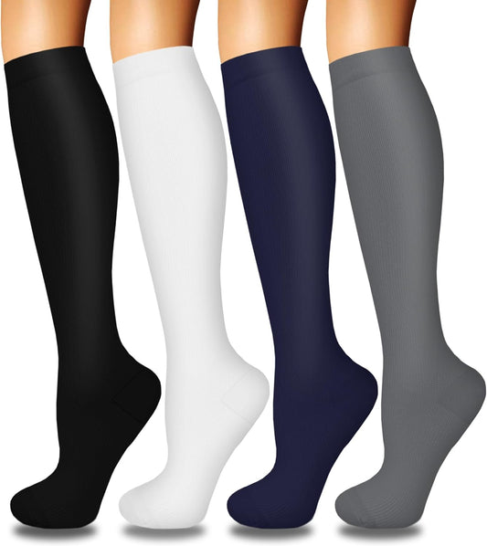 4 Pairs Compression Socks for Women Circulation-Best Support for Nurses,Running,Athletic,Travel