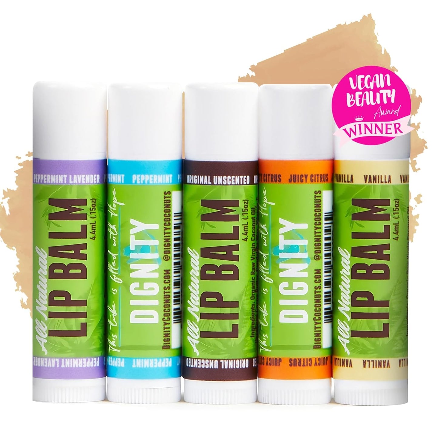 Moisturizing Lip Balm â Soothing & Fragrance-Free, Pack of 5 - Vegan w/Nourishing Coconut Oil, Cocoa Butter & Essential Oils â 4.4ml (0.15oz) Each â Lip Care Set