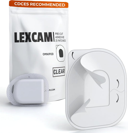 Lexcam Adhesive Patches Compatible with Omnipod 5, New, Pack of 20, Waterproof, Clear Overpatches for Tubeless Insulin Pump, Stays Secure for 3 Plus Days, Pod is NOT Included.