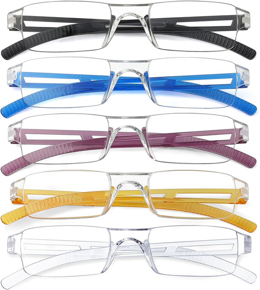 Eyekepper 5 Pack One-Piece Rimless Design Reading Glasses Lightweight Comfortable Readers for Men Women