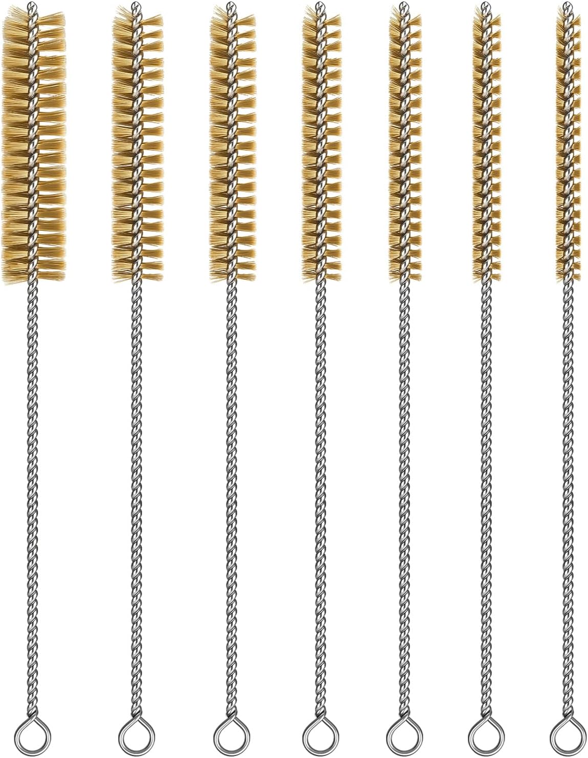 7pcs Brass Wire Brushes Set, 12 inch Pipe Cleaner Brush，Parts Cleaning Brush Bore Brushes for Tubes, Cylinders, Bottle, Auto Parts (6mm/8mm/10mm/12mm/15mm/18mm/20mm)