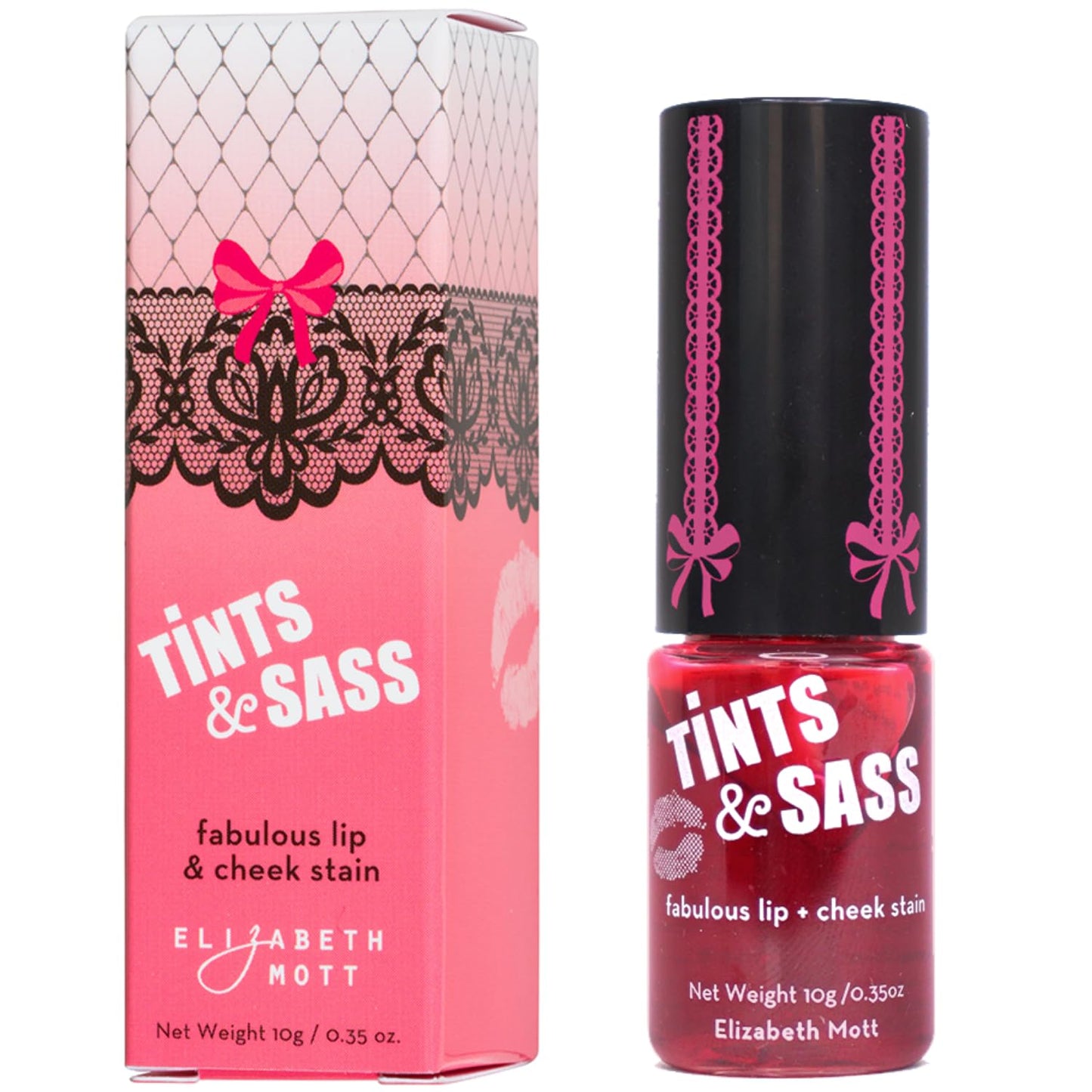 Elizabeth Mott Tints & Sass Lip and Cheek Stain â Long-Lasting Rosy Pink Tint for Lips & Cheeks, Natural Buildable Color, Smudge-Proof, Lightweight, Cruelty-Free Makeup for All Skin Tones (10g/0.35oz)