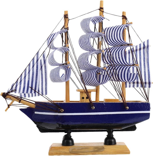 Abaodam Mini Sailboat Cake Topper Wooden Sailing Boat Model, 5.5 Inch Nautical Cake Decoration for Graduation, Birthday, Baby Shower and Coastal Party Tabletop Decor