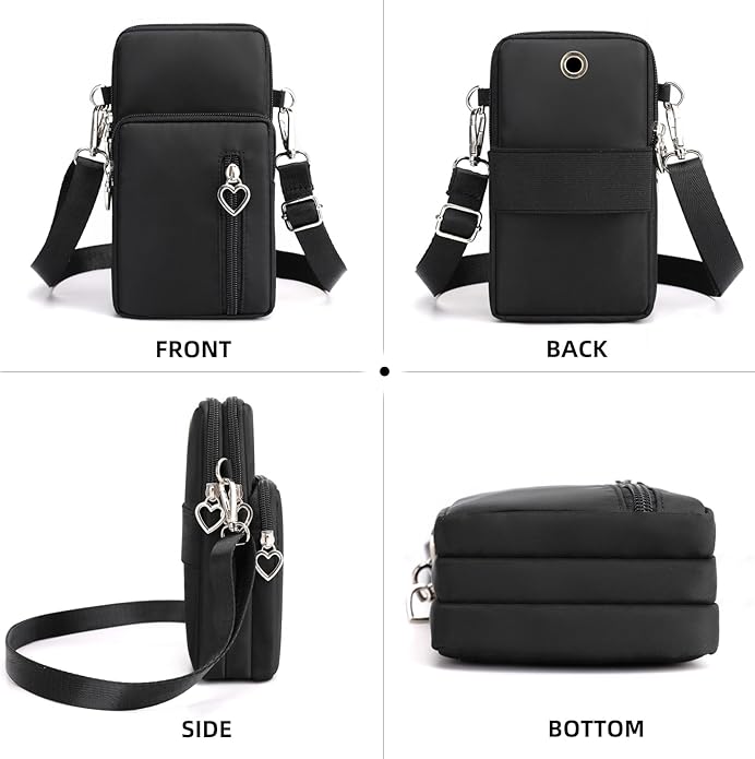 JANKS Small Crossbody Bag for Women - Mini Phone Purses with Crossbody Strap and Wallet - Nylon Arm Bag